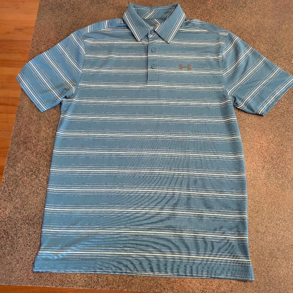 Under Armour Men's medium Playoff Performance Mid Striped Golf Polo